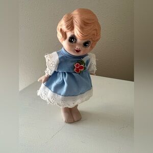 Vintage Bisque Kewpie Doll Original Blue Dress Jointed Arms | Blue Eyes